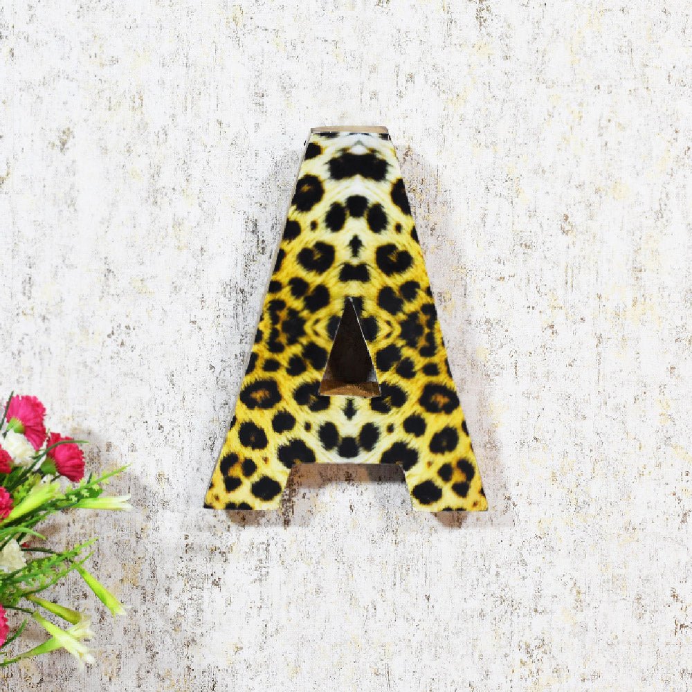 Wild Cheetah Print Mango Wood Letter Block - BBH HOMES LLC