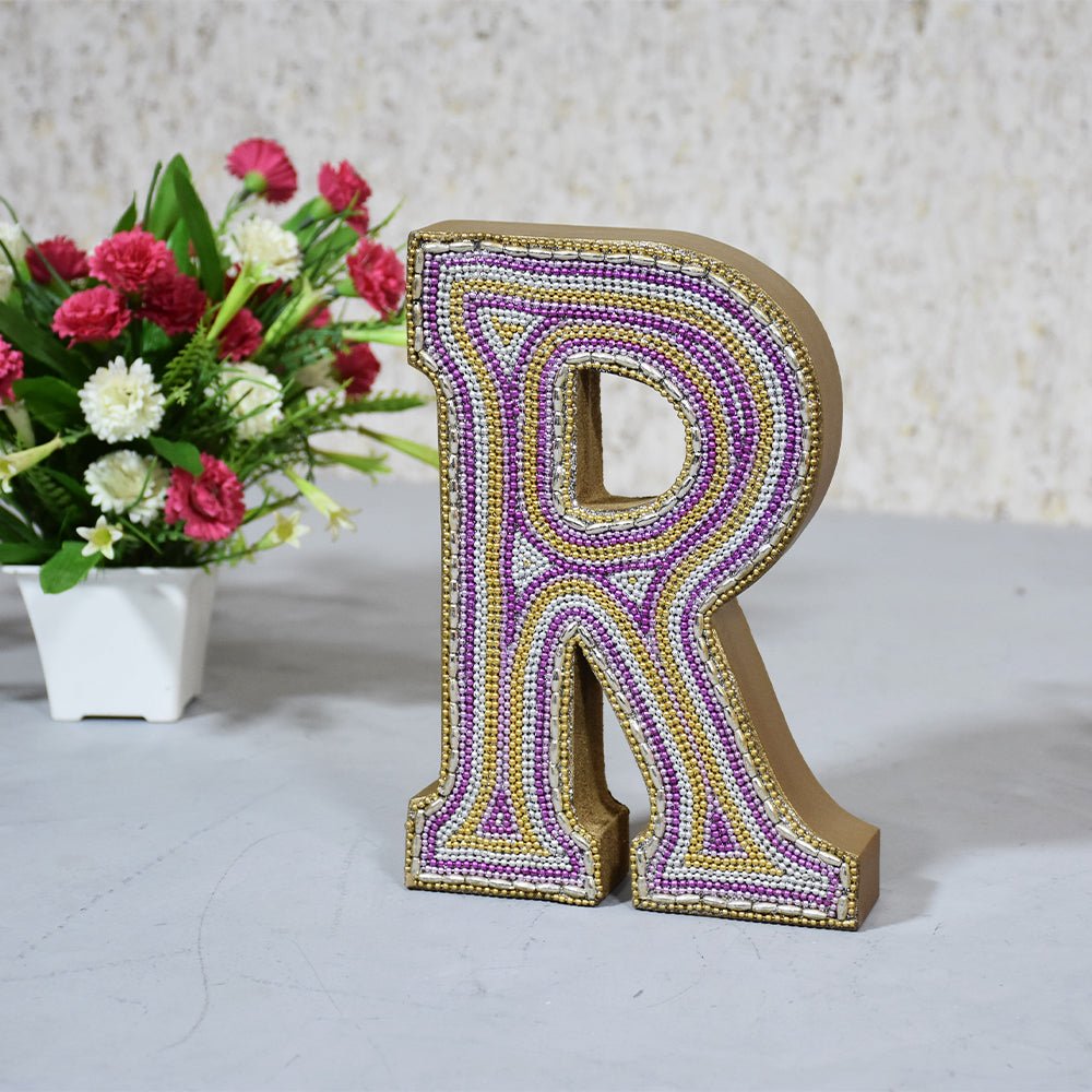 Zari Embellished Mango Wood Letter Blocks - BBH HOMES LLC