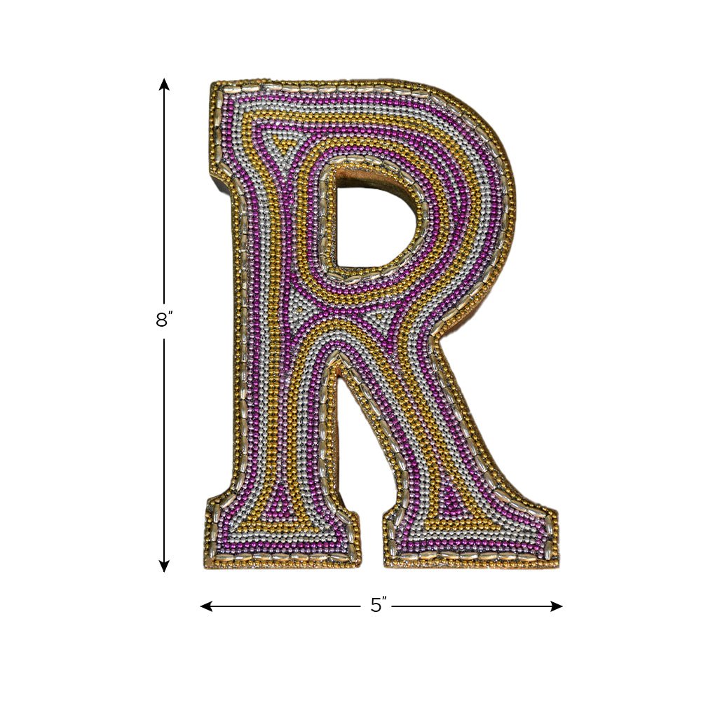 Zari Embellished Mango Wood Letter Blocks - BBH HOMES LLC