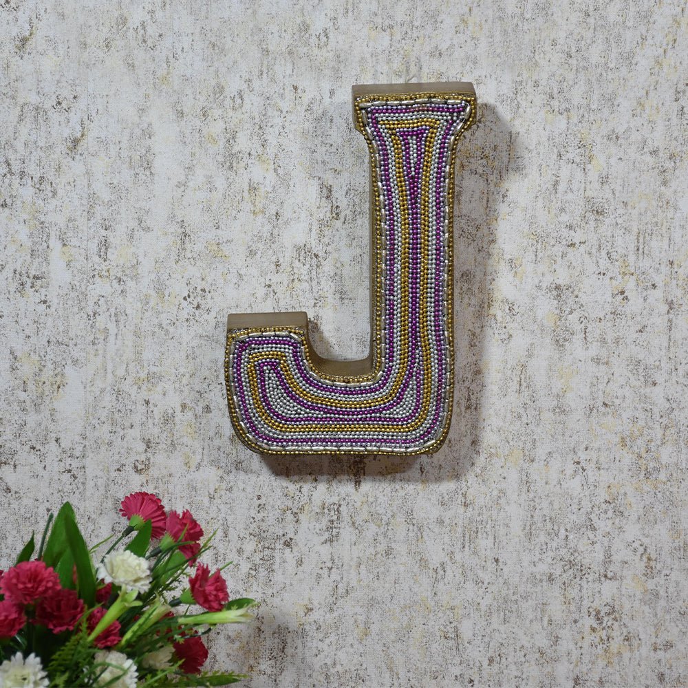 Zari Embellished Mango Wood Letter Blocks - BBH HOMES LLC