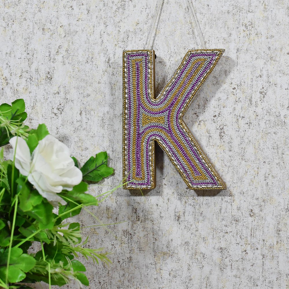 Zari Embellished Mango Wood Letter Blocks - BBH HOMES LLC