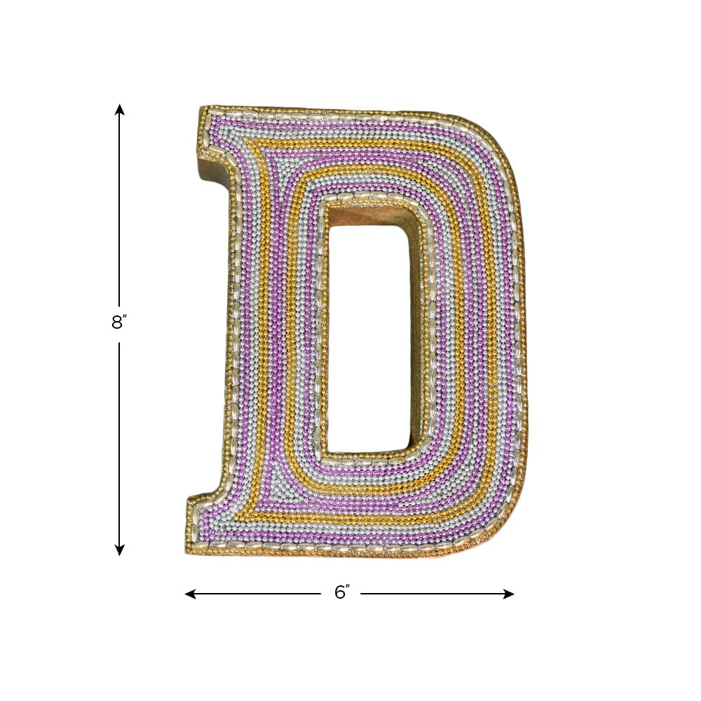 Zari Embellished Mango Wood Letter Blocks - BBH HOMES LLC