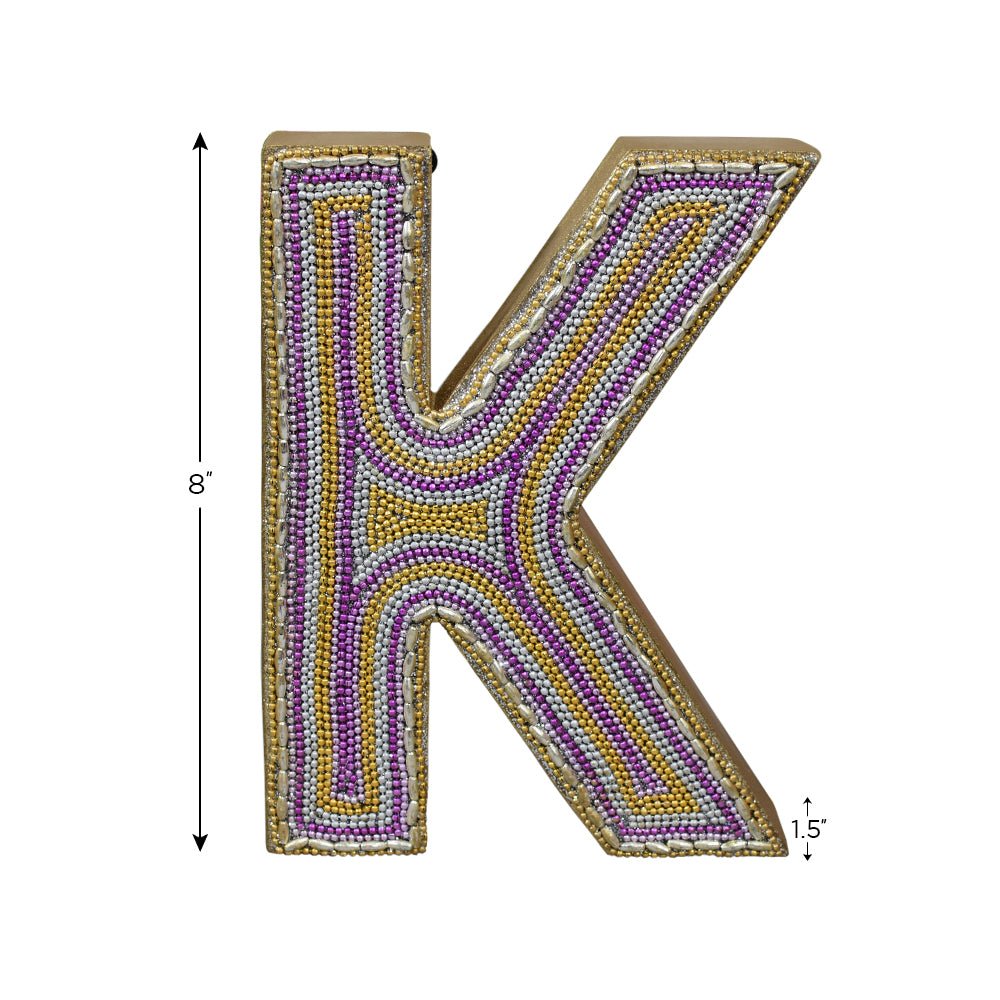 Zari Embellished Mango Wood Letter Blocks - BBH HOMES LLC