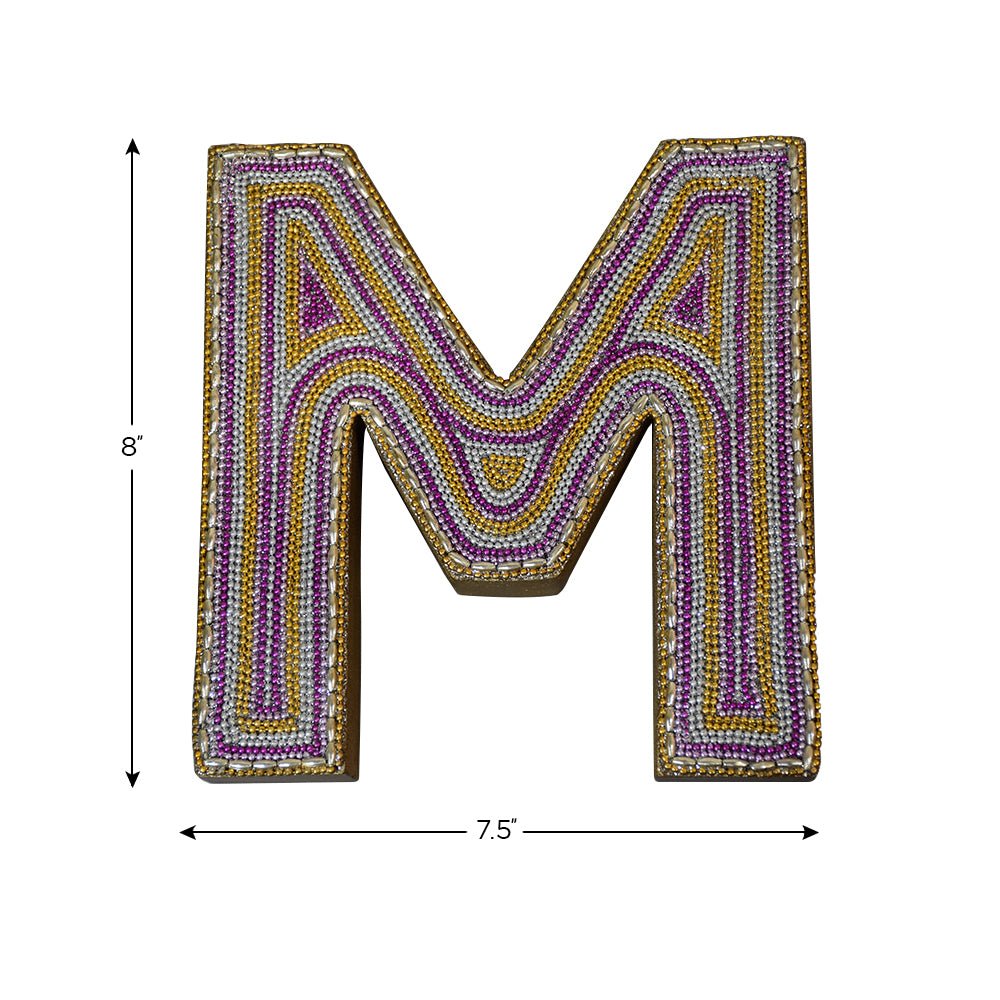 Zari Embellished Mango Wood Letter Blocks - BBH HOMES LLC