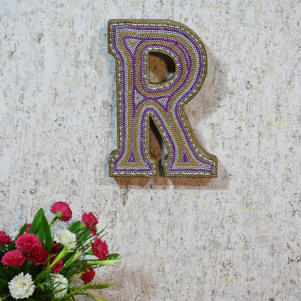 Zari Embellished Mango Wood Letter Blocks - BBH HOMES LLC