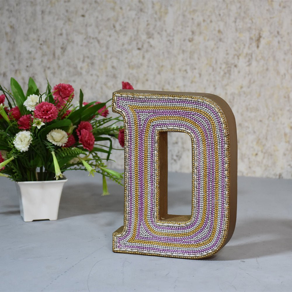 Zari Embellished Mango Wood Letter Blocks - BBH HOMES LLC