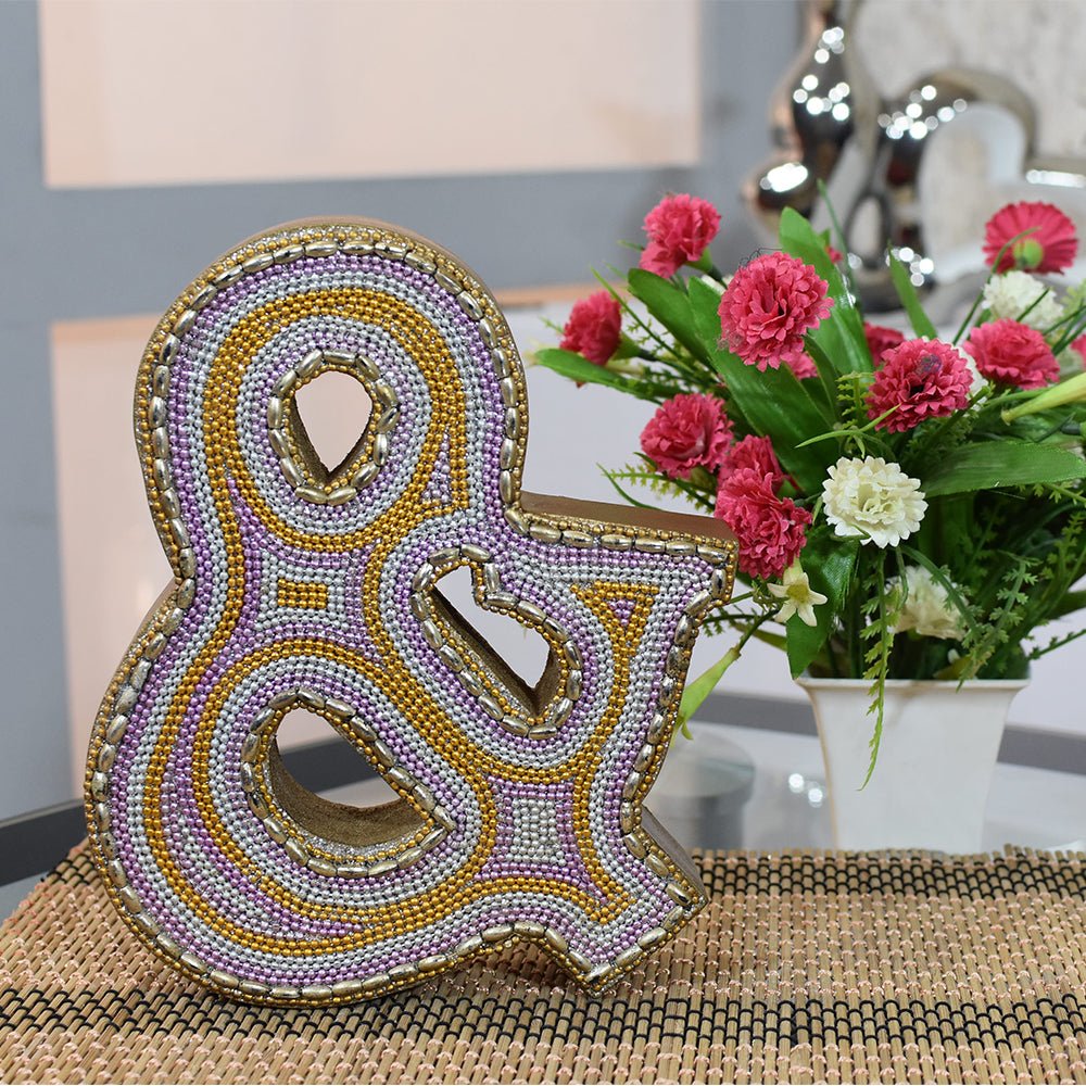 Zari Embellished Mango Wood Letter Blocks - BBH HOMES LLC