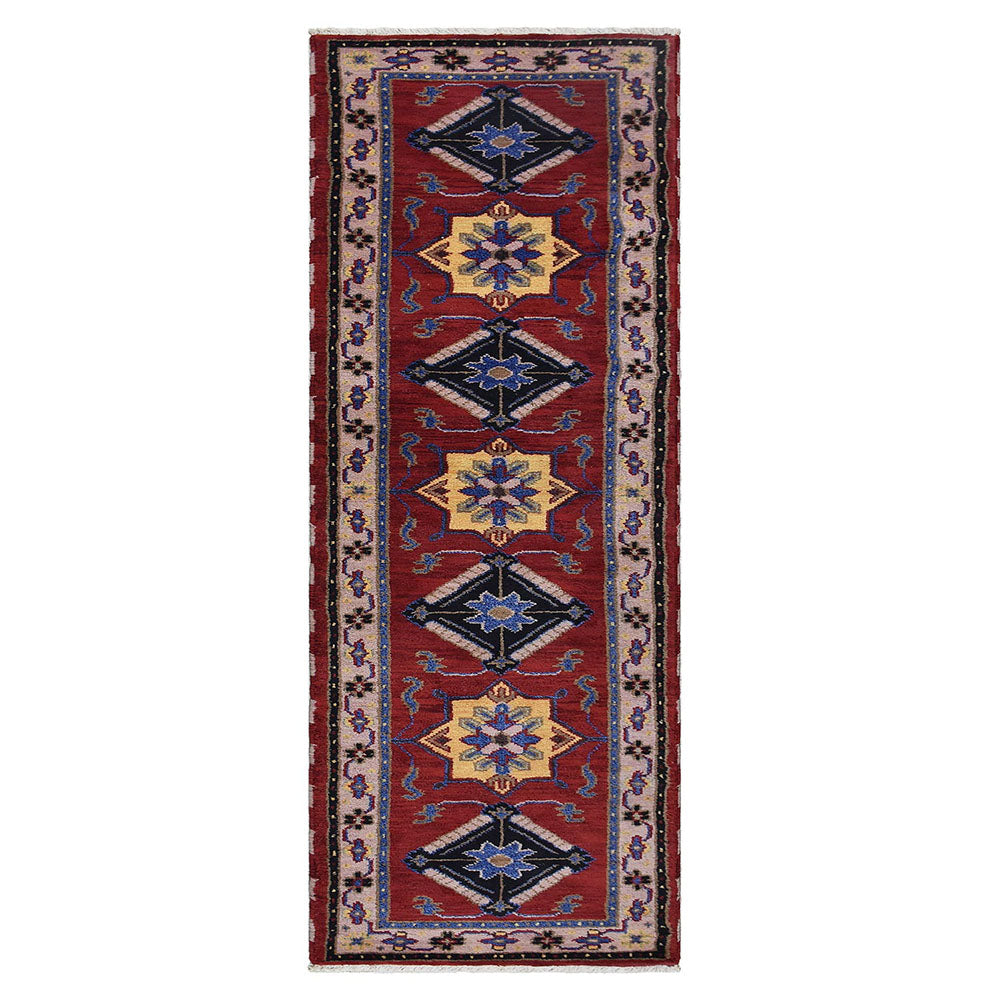 Pankaja Hand Knotted Afghan Wool & Silk Kazak Rug