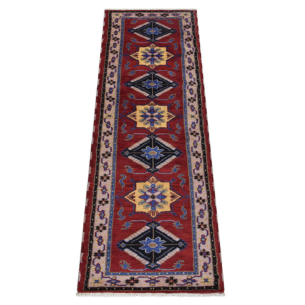 Pankaja Hand Knotted Afghan Wool & Silk Kazak Rug