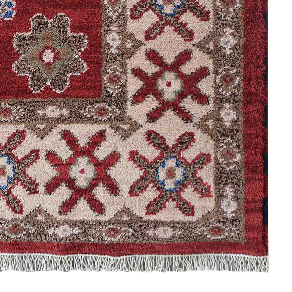 Nirjhar Hand Knotted Afghan Wool And Silk Area Rug  Kazak