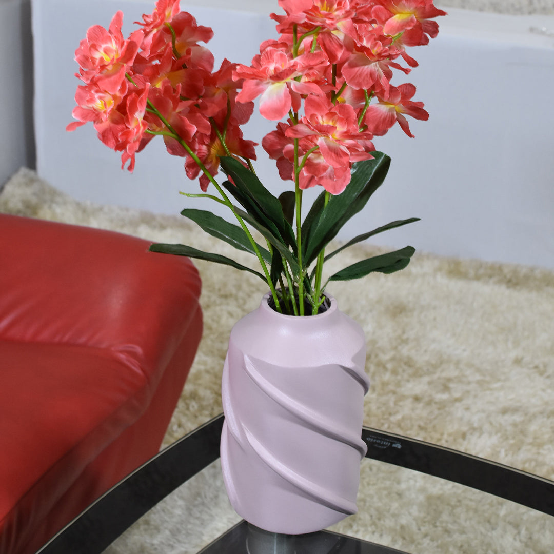 Eco-Friendly Handmade Aluminium Geometric Light Pink Cylinder Vase For Indoor & Outdoor Use
