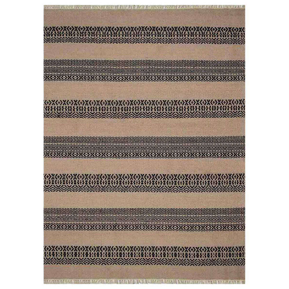 Sand Stripes Flat Weave Kilim Wool Rug