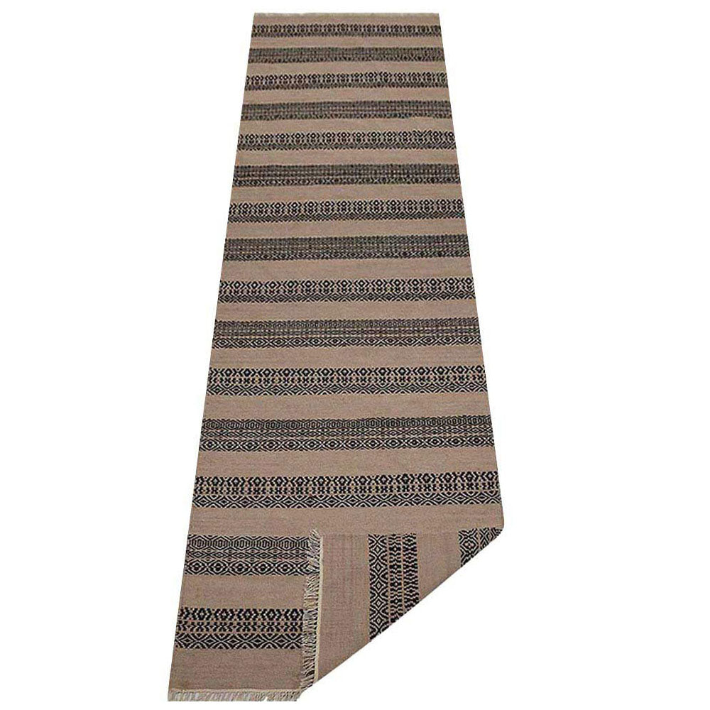 Sand Stripes Flat Weave Kilim Wool Rug