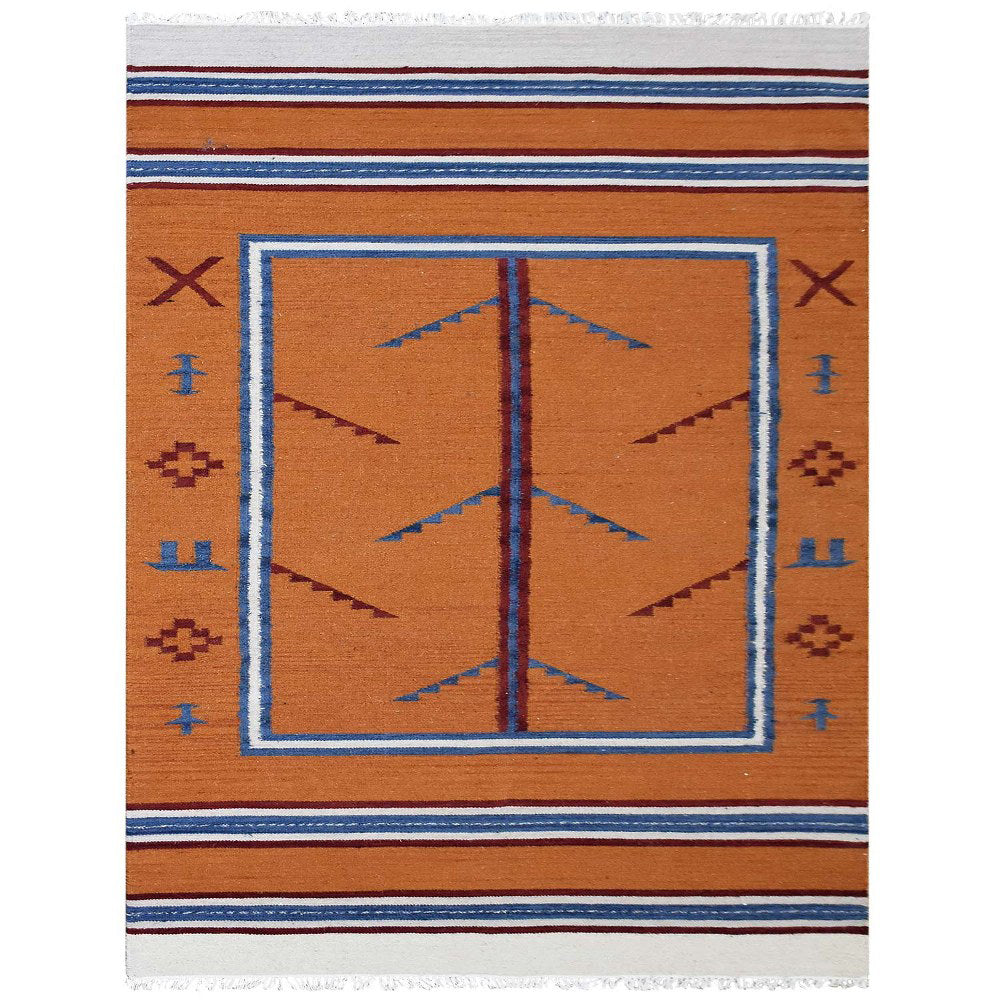 Elys Hand Woven Flat Weave Kilim Wool Area Rug