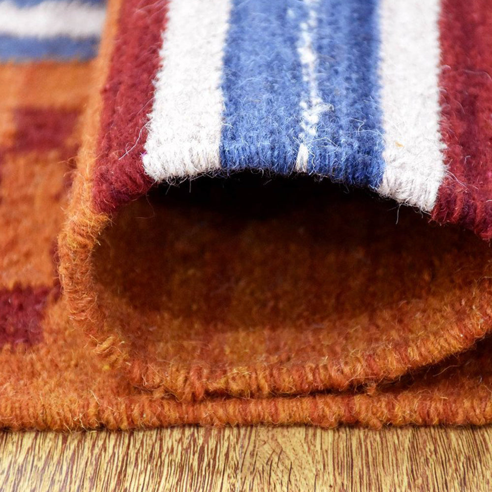Elys Hand Woven Flat Weave Kilim Wool Area Rug
