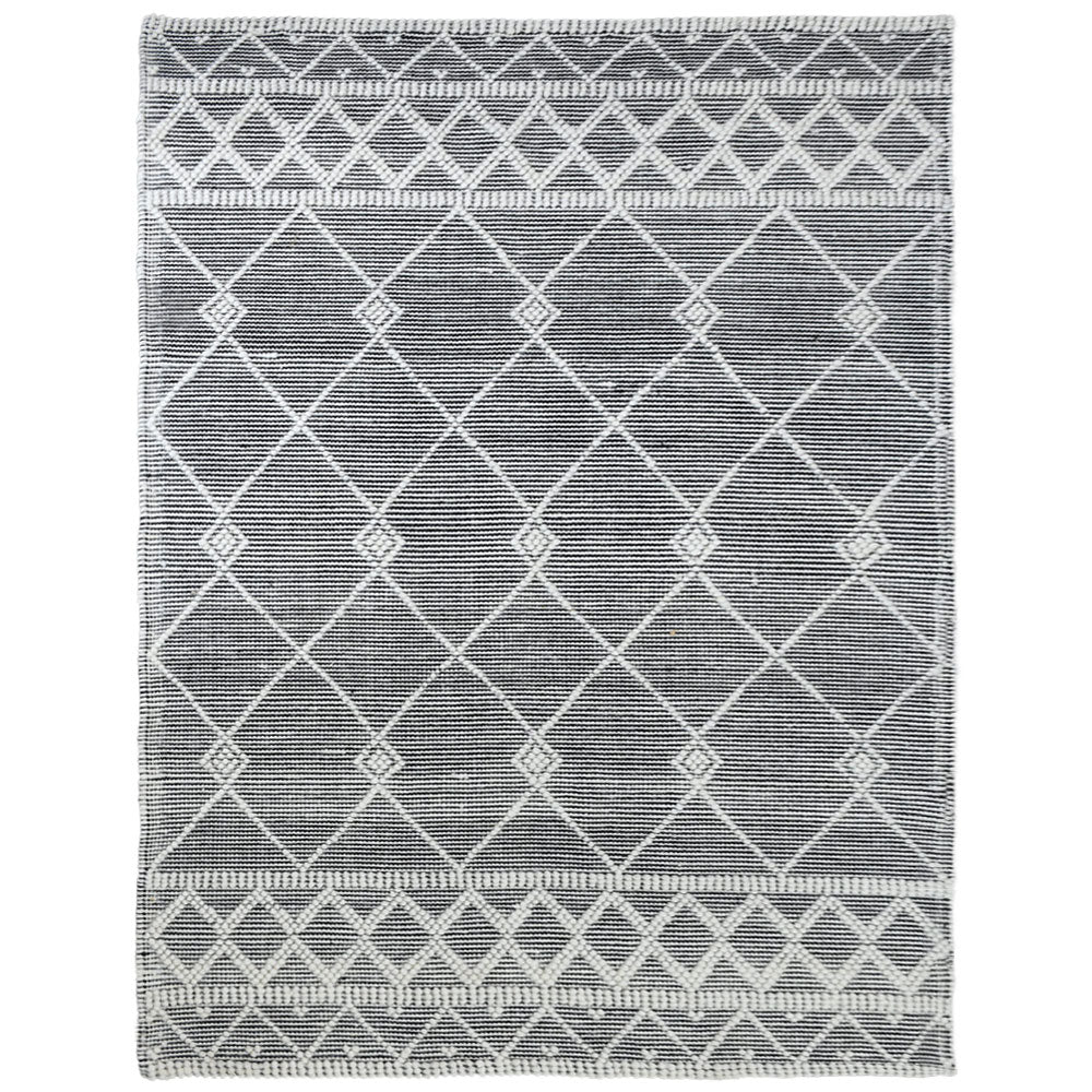 Atmos Hand Woven Flat Weave White & Black Rug