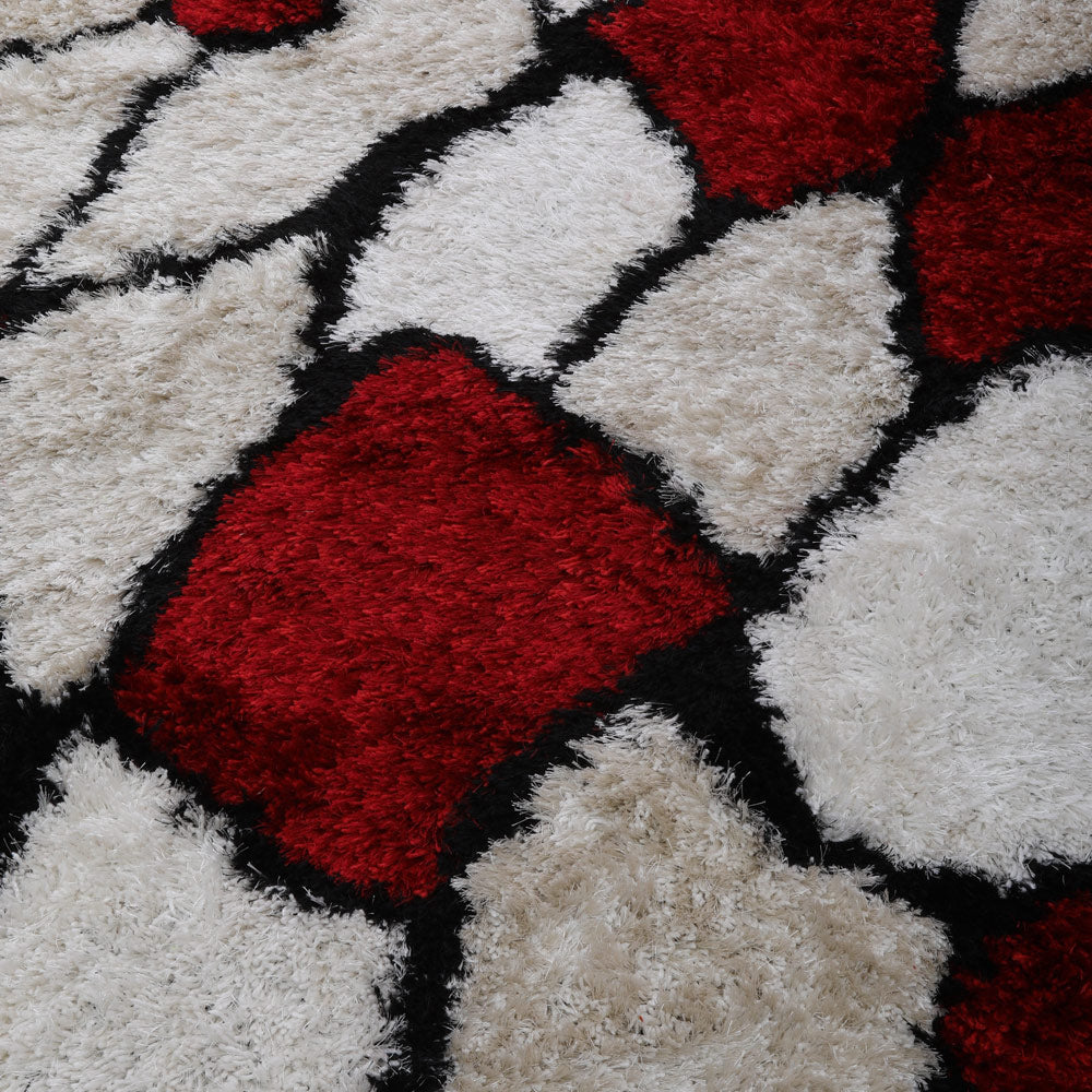 Crimson Shards Hand Tufted Shag Rug