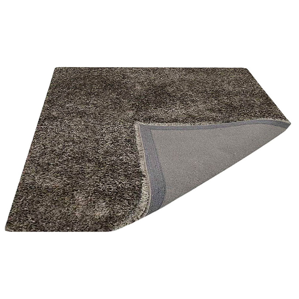 Solid Gray Shag Polyester Area Rug