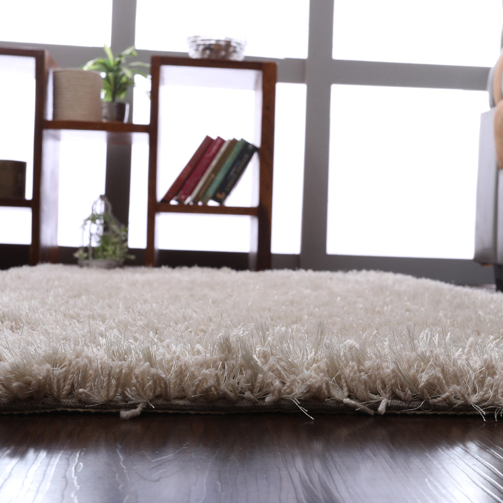 Ivory Hand Tufted Shag Rug