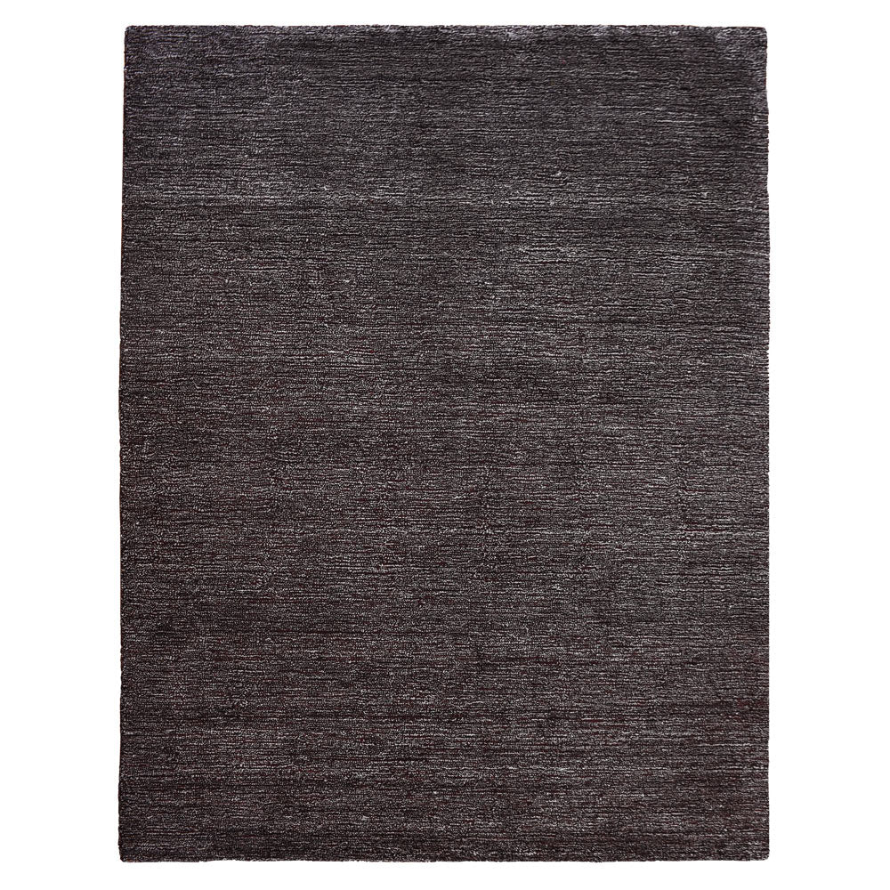 Brown White Hand Knotted Silk & Wool Rug