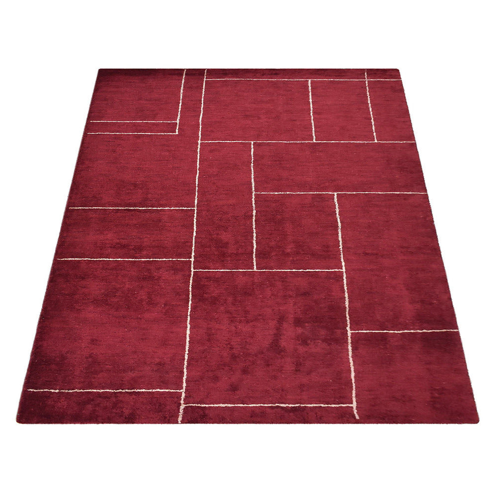 Kaveri Hand Knotted Silk & Wool Red Area Rug