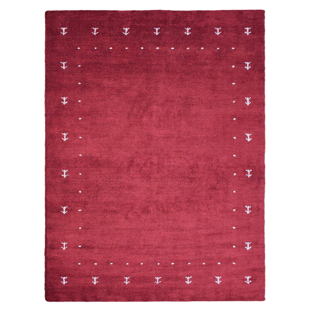 Dale Hand Knotted Silk & Wool Red Area Rug