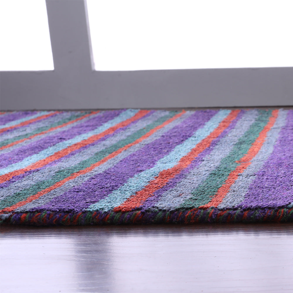 Multicolor Hand Knotted Silk & Wool Rug