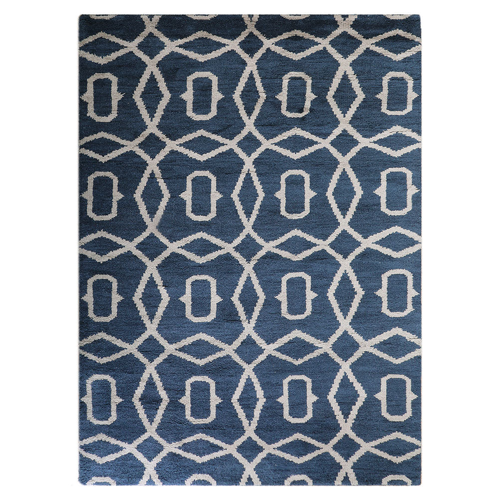 Azure Hand Knotted Wool Blue Area Rug