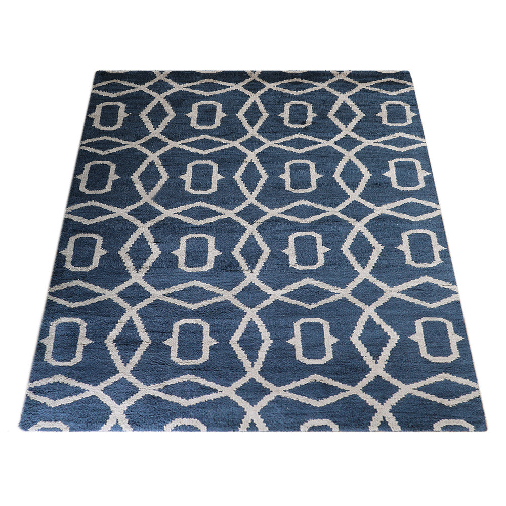 Azure Hand Knotted Wool Blue Area Rug