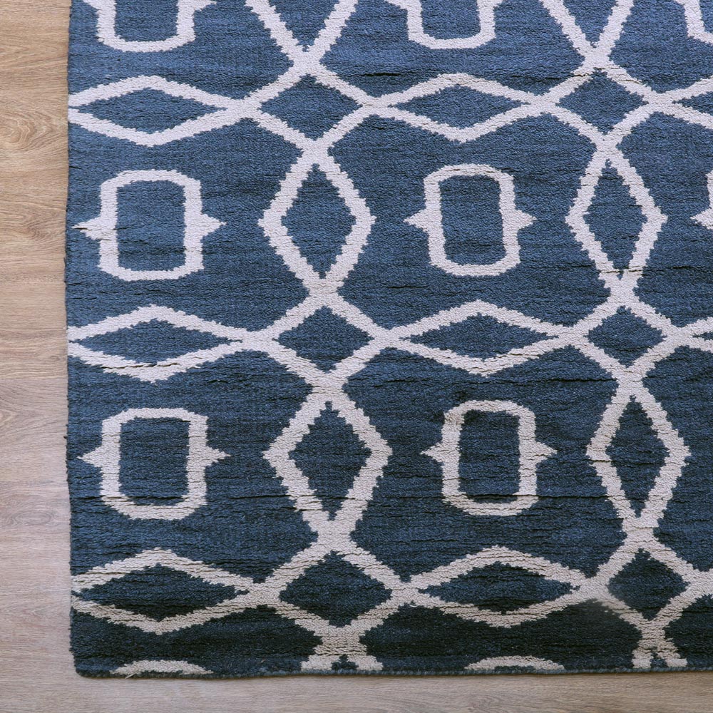 Azure Hand Knotted Wool Blue Area Rug