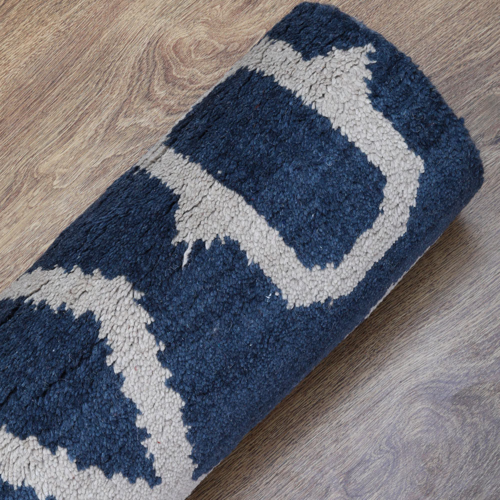 Azure Hand Knotted Wool Blue Area Rug