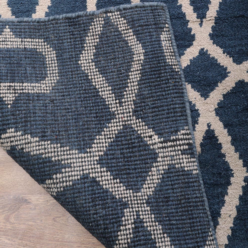 Azure Hand Knotted Wool Blue Area Rug