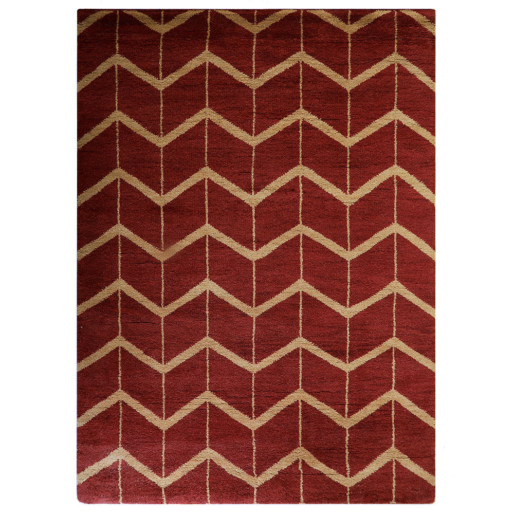 Chevron Hand Knotted Wool Area Rug