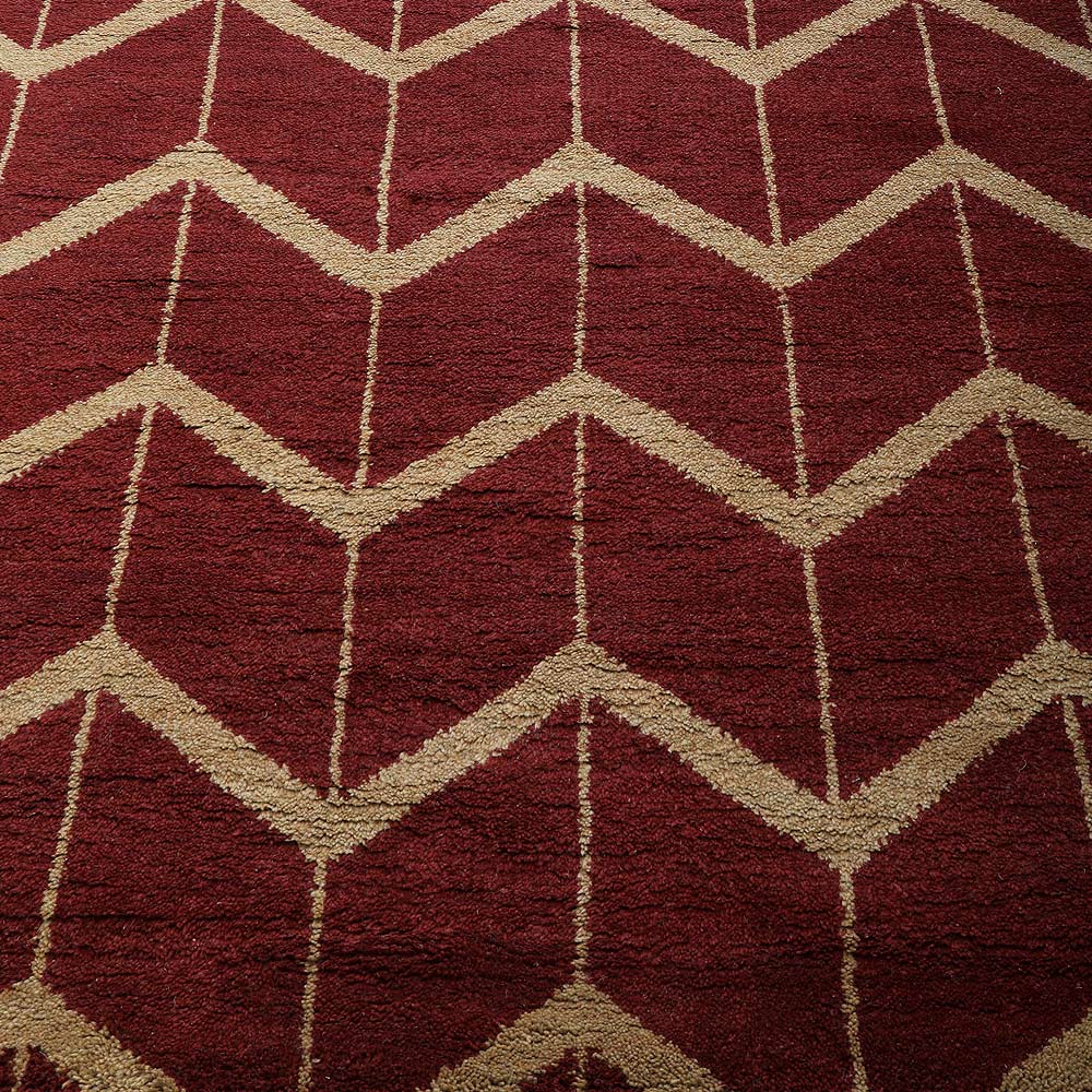 Chevron Hand Knotted Wool Area Rug