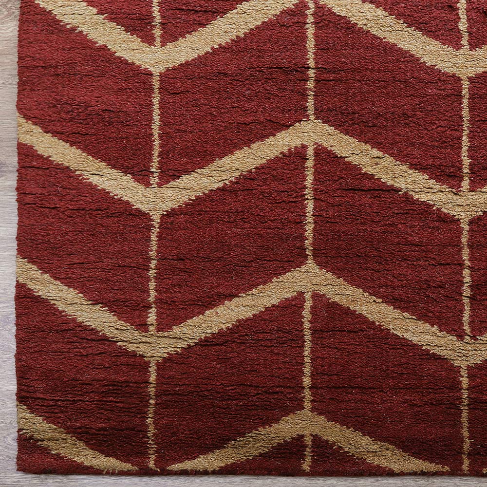 Chevron Hand Knotted Wool Area Rug