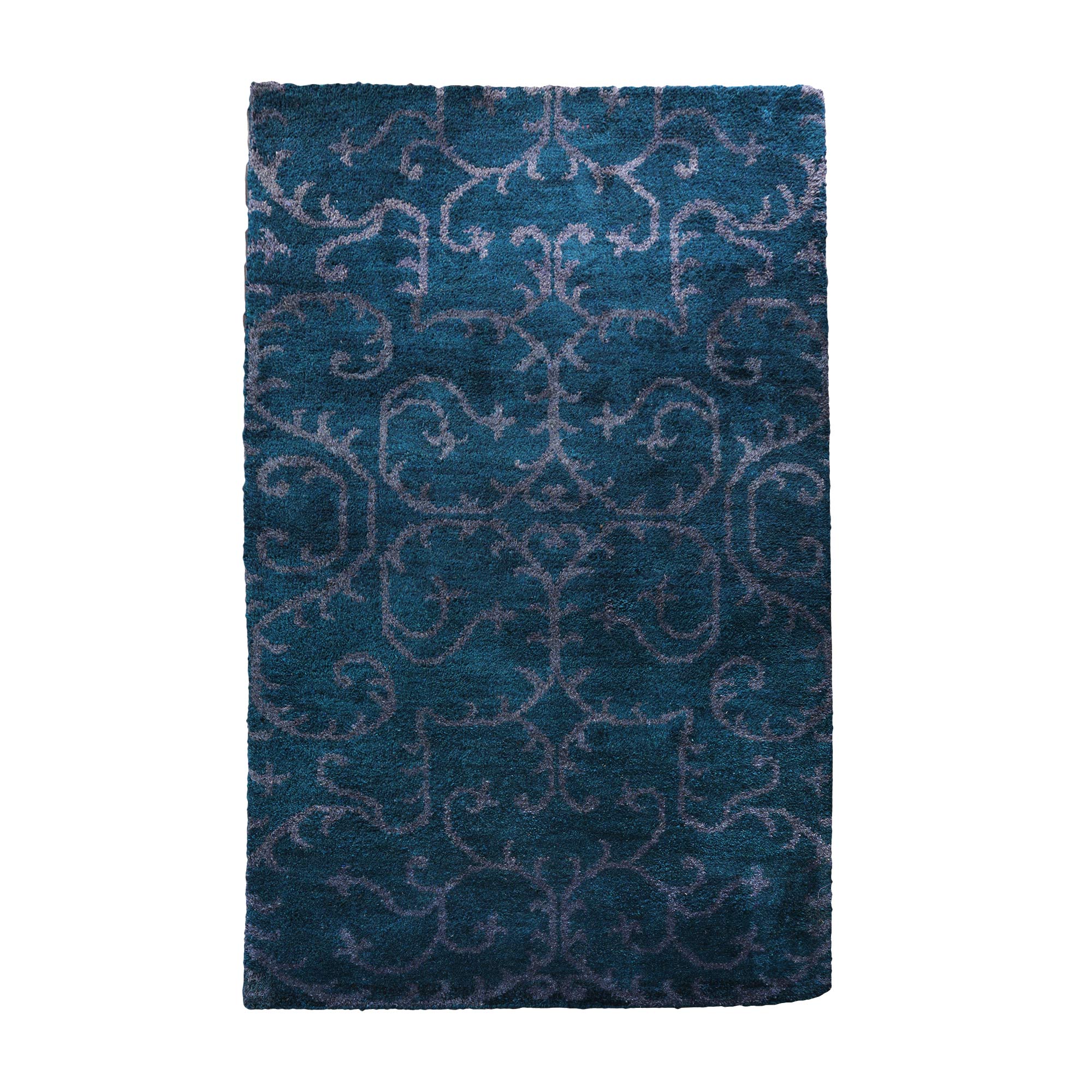 Ora Hand Knotted Silk Dark Blue Rug