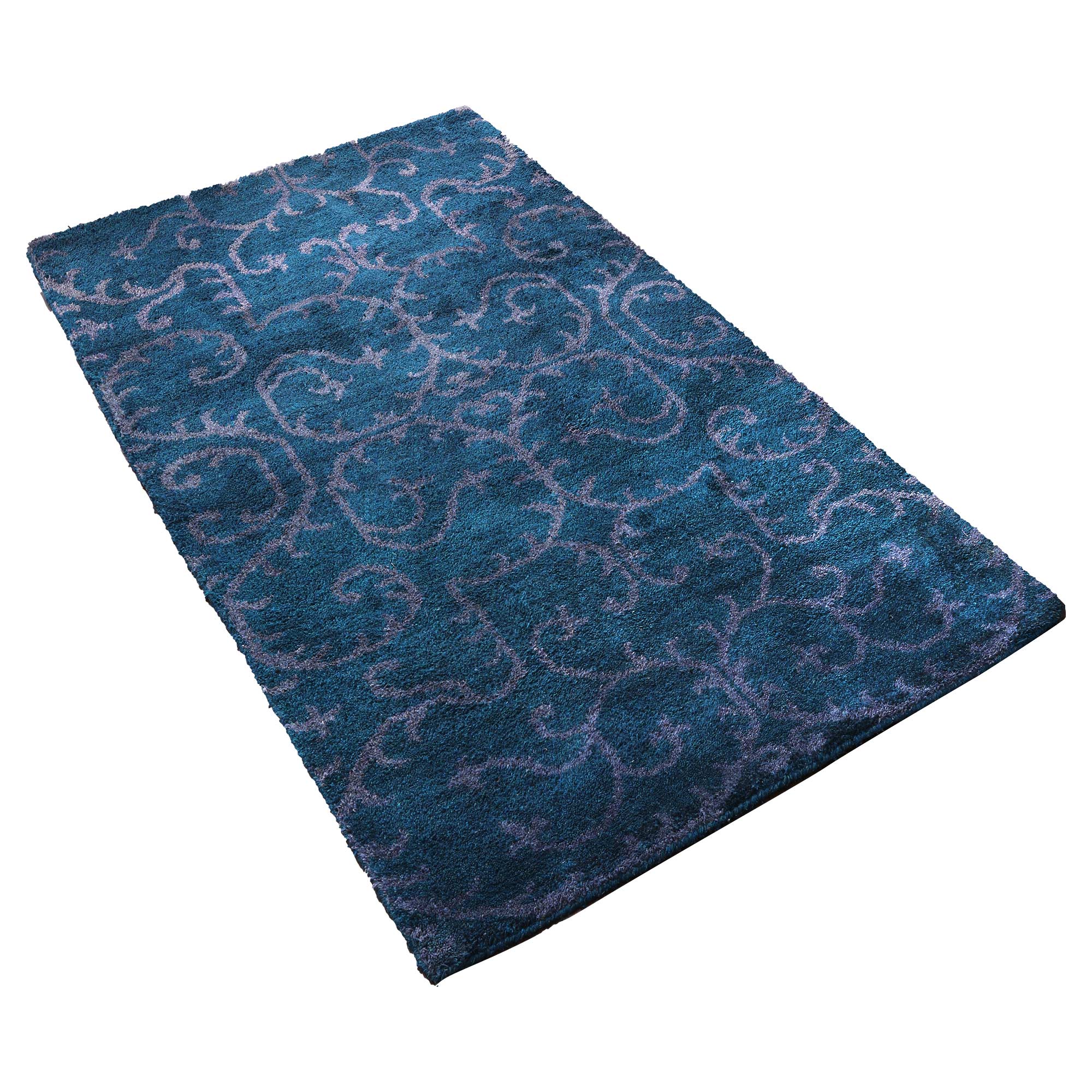 Ora Hand Knotted Silk Dark Blue Rug