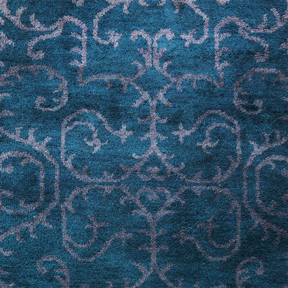 Ora Hand Knotted Silk Dark Blue Rug