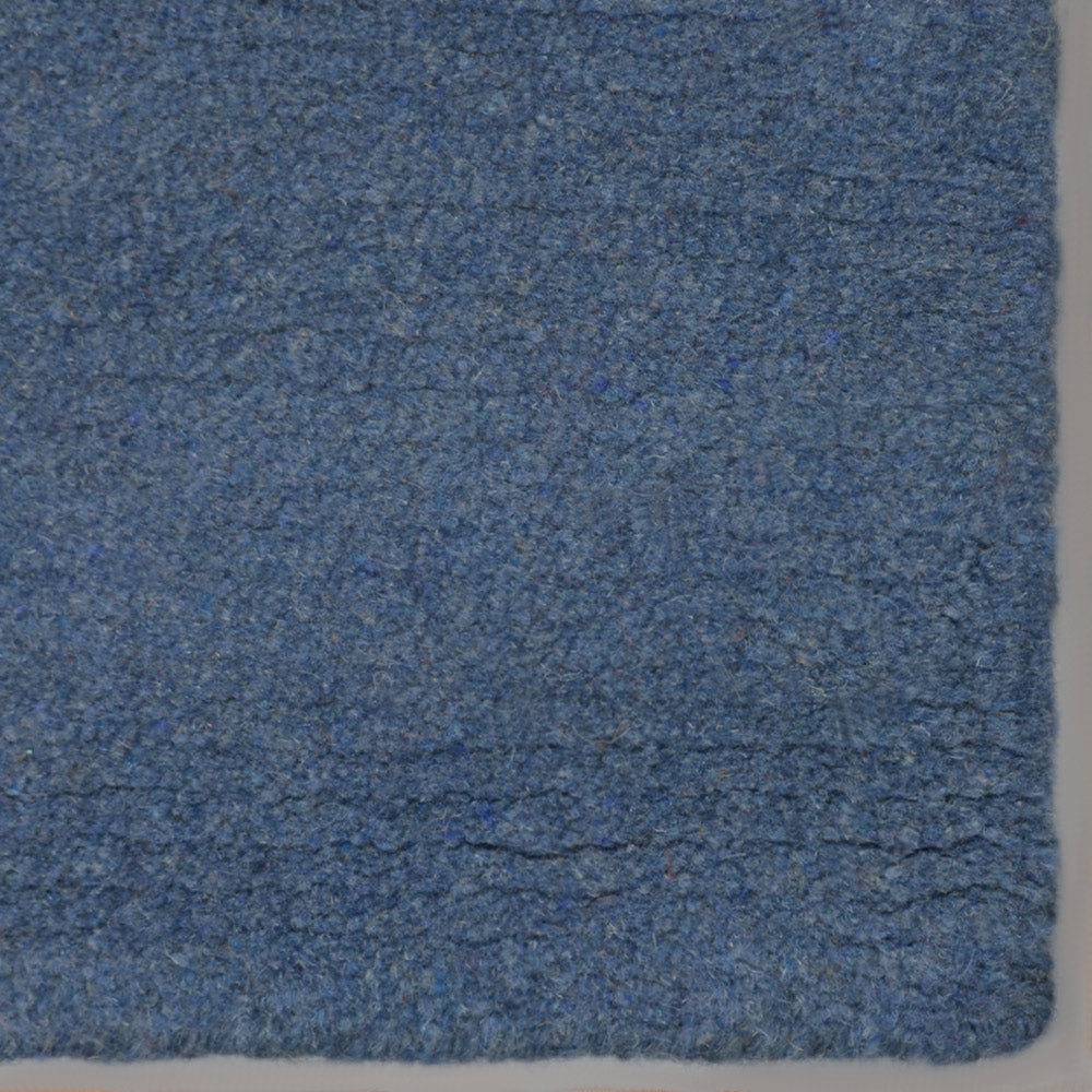 Solid Blue Hand Knotted Tibbati Wool Rug