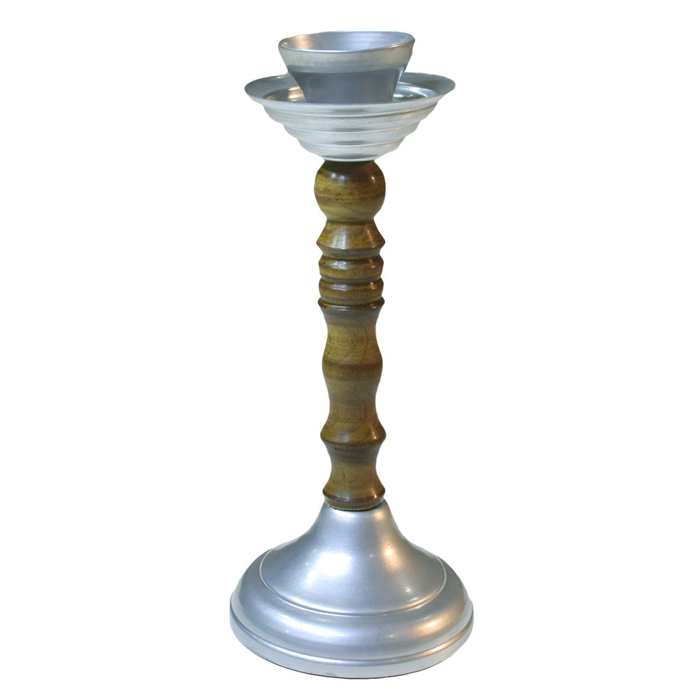 Column Silver Pillar Candle Holder