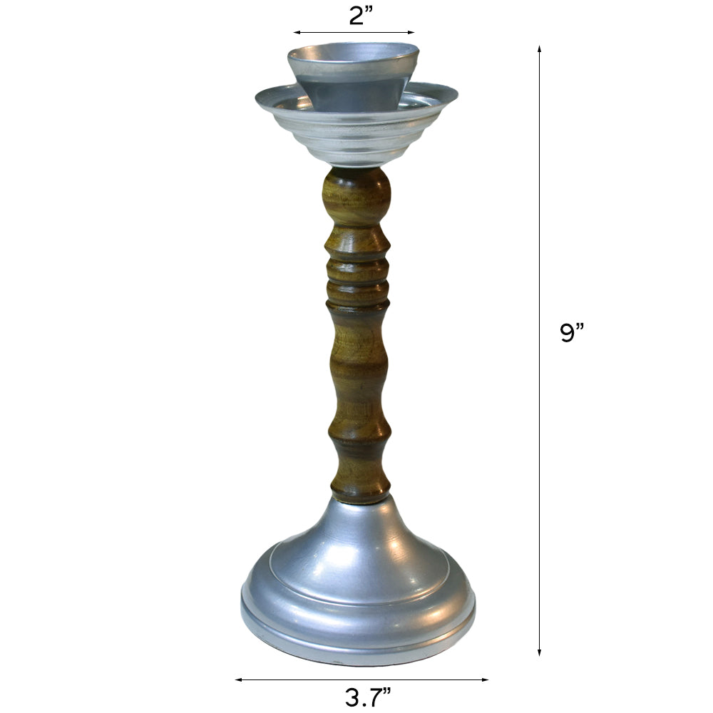 Column Silver Pillar Candle Holder