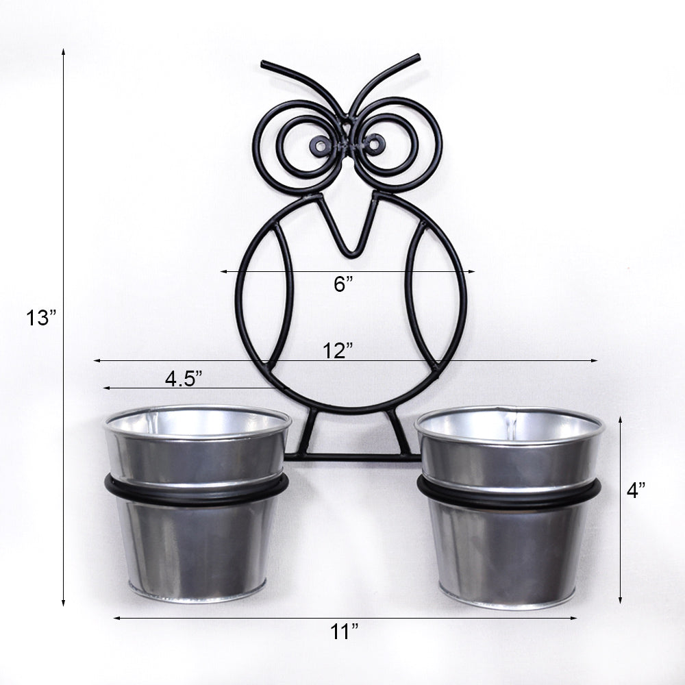 Owl Haven Silver Pot Planter