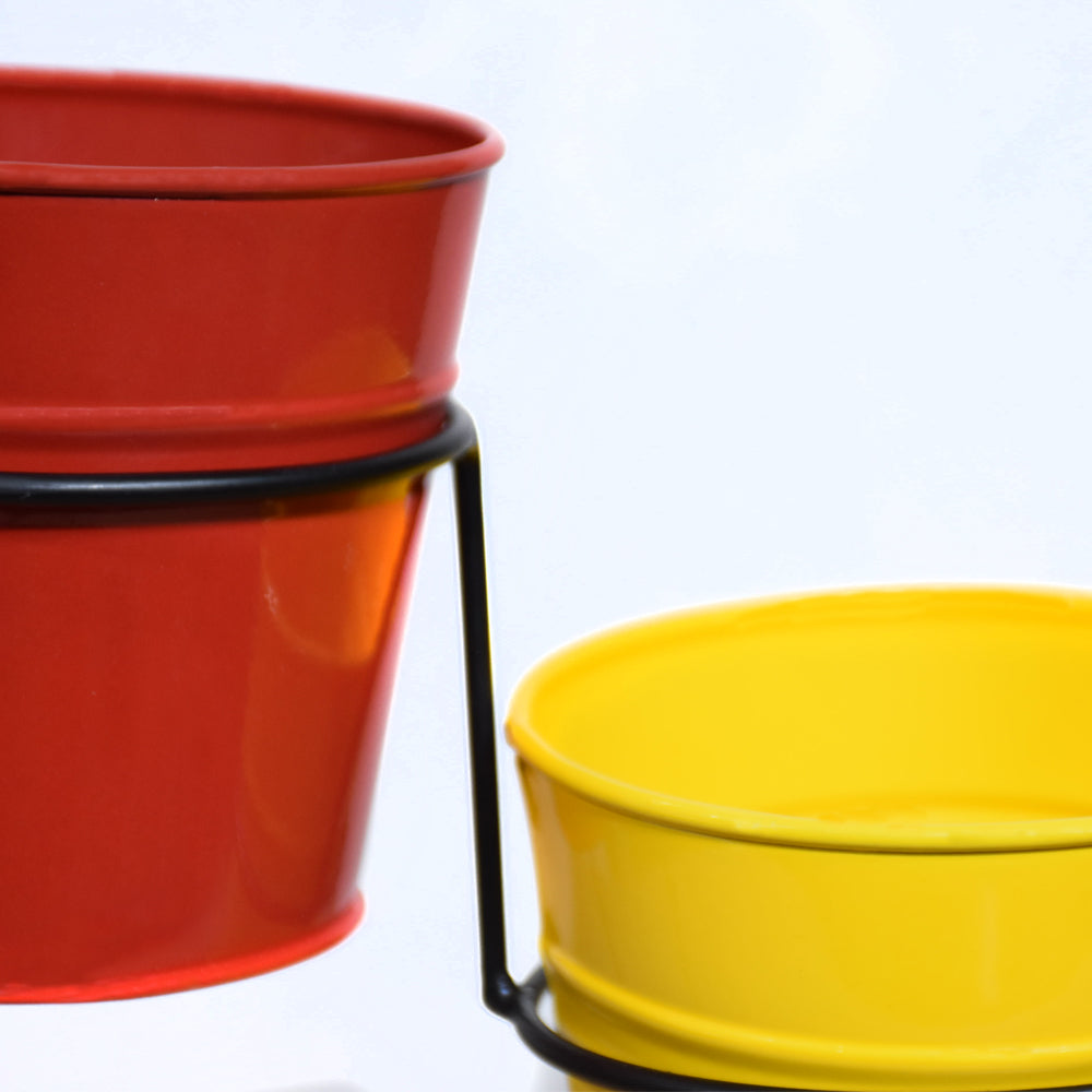 Red & Yellow Iron Pot Planter