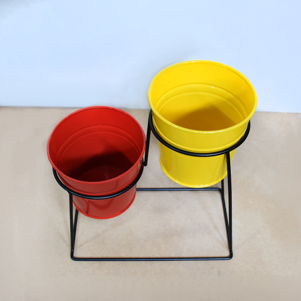 Red & Yellow Iron Pot Planter