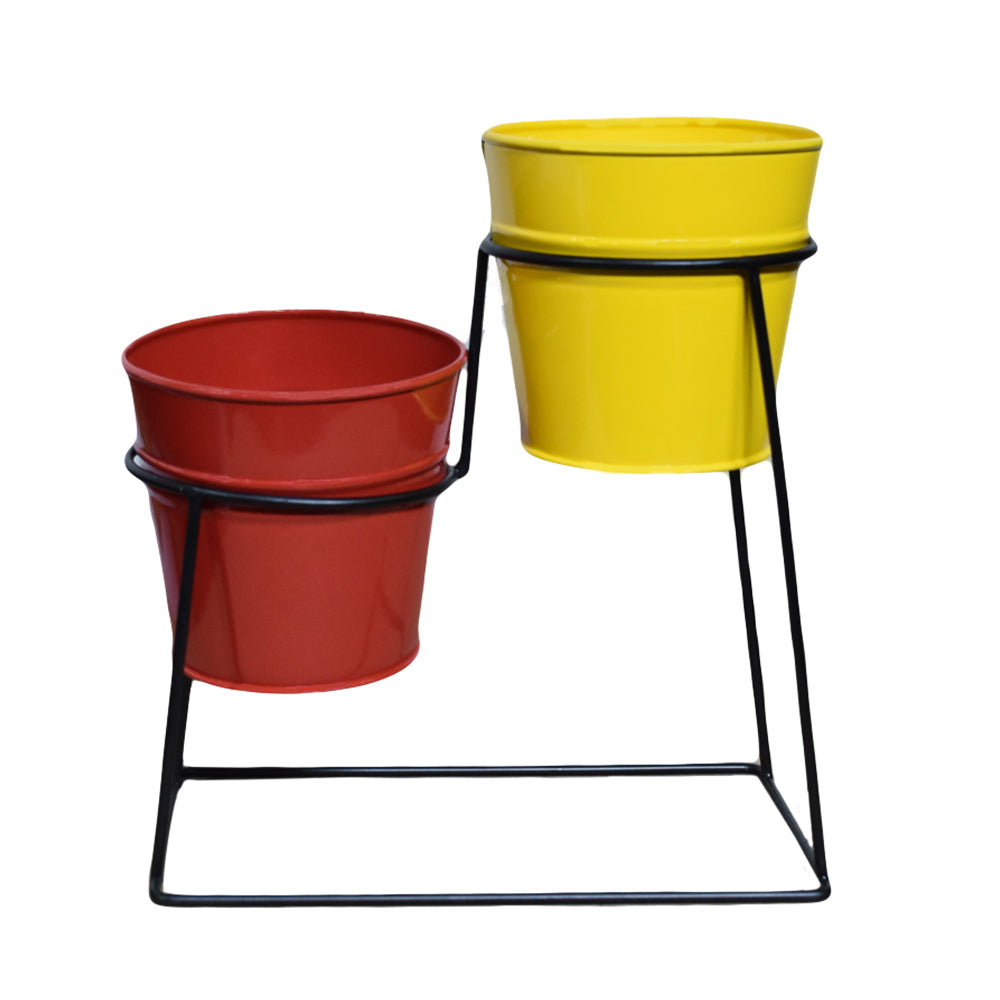 Red & Yellow Iron Pot Planter