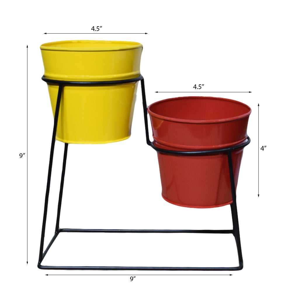 Red & Yellow Iron Pot Planter