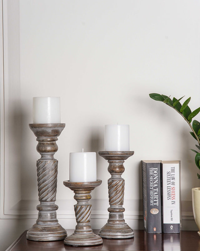 Helix Pillar Candle Holder - Antique Dusk