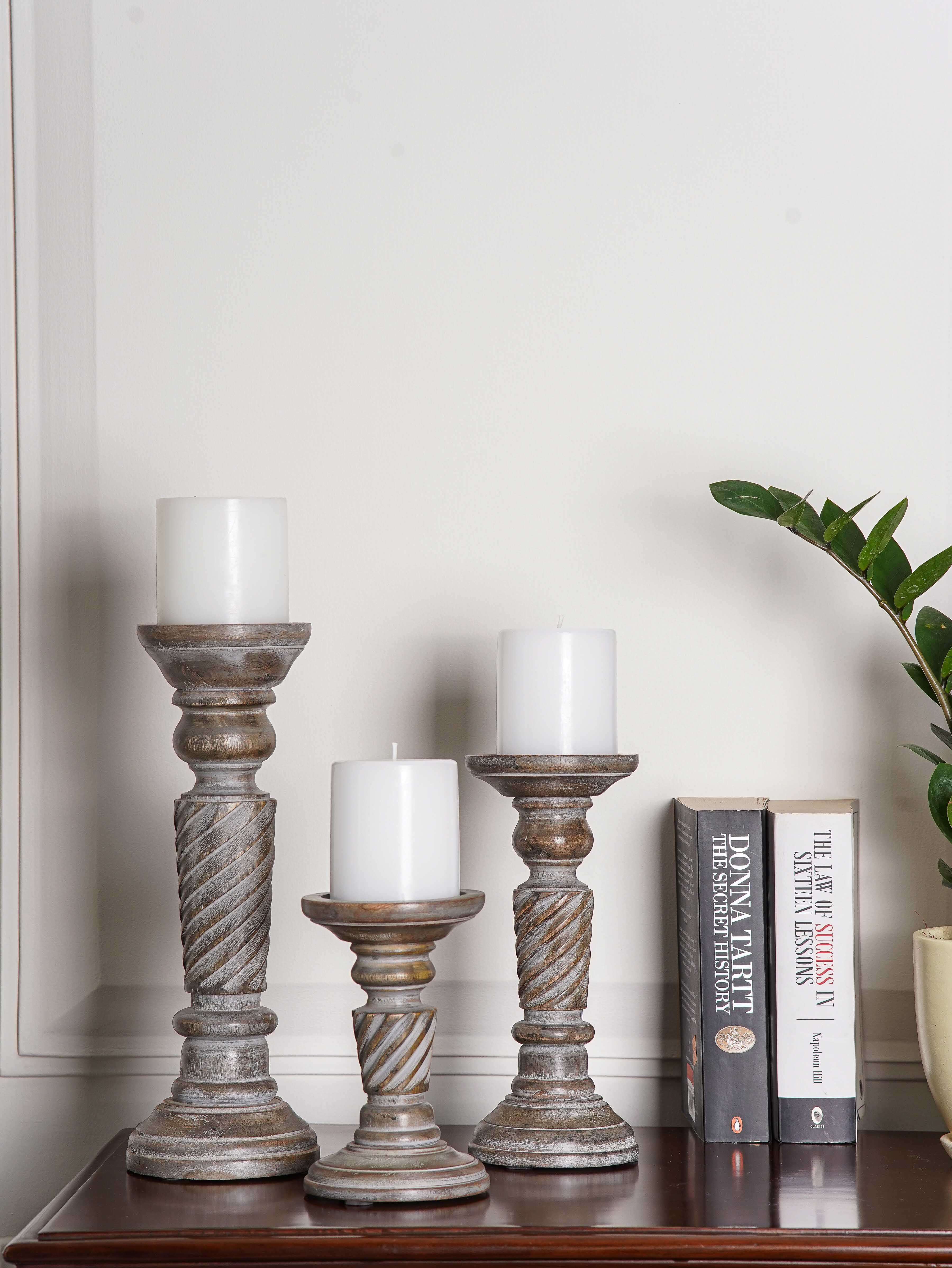 Helix Pillar Candle Holder - Antique Dusk