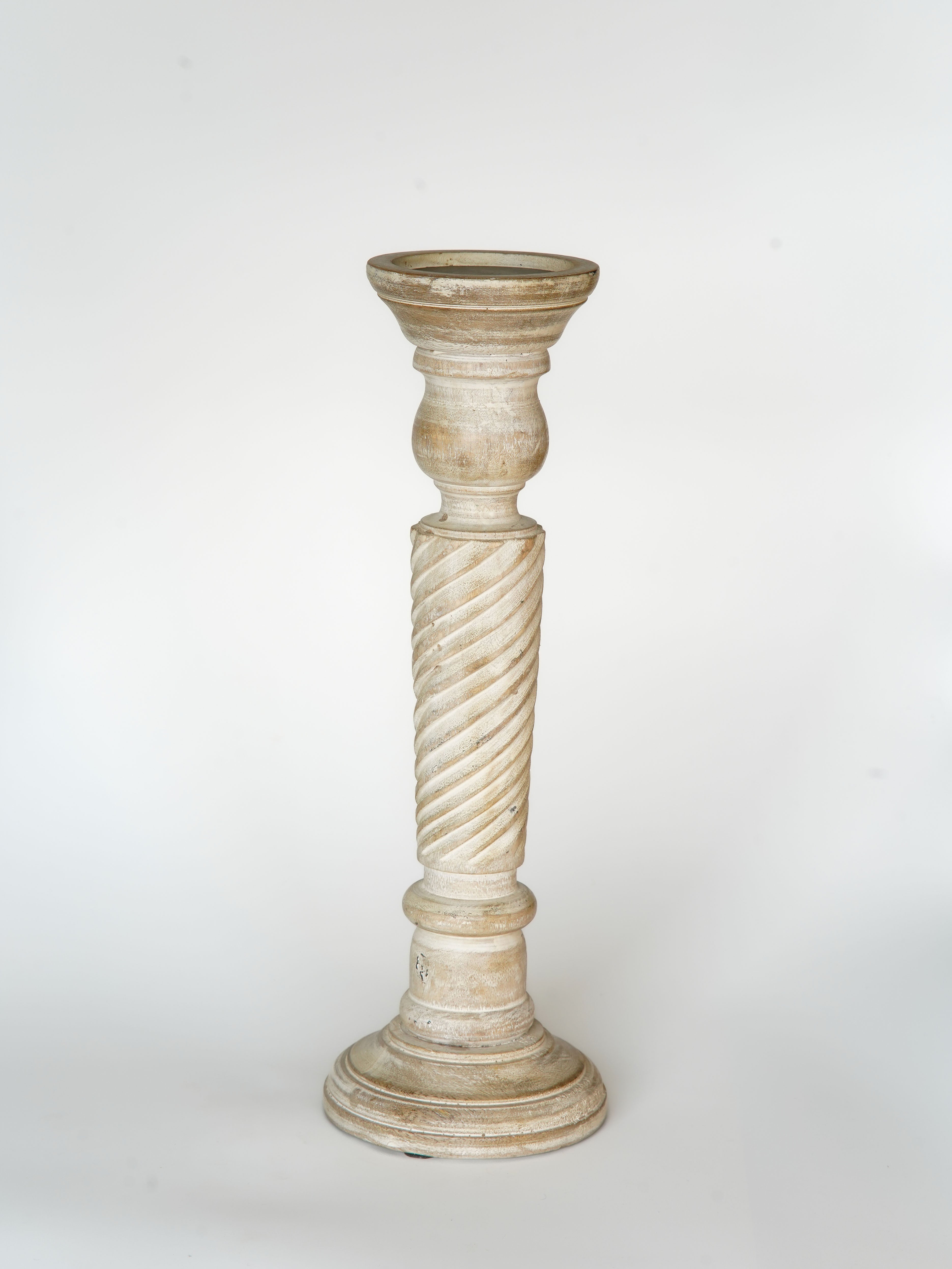 Helix Pillar Candle Holder - Antique White