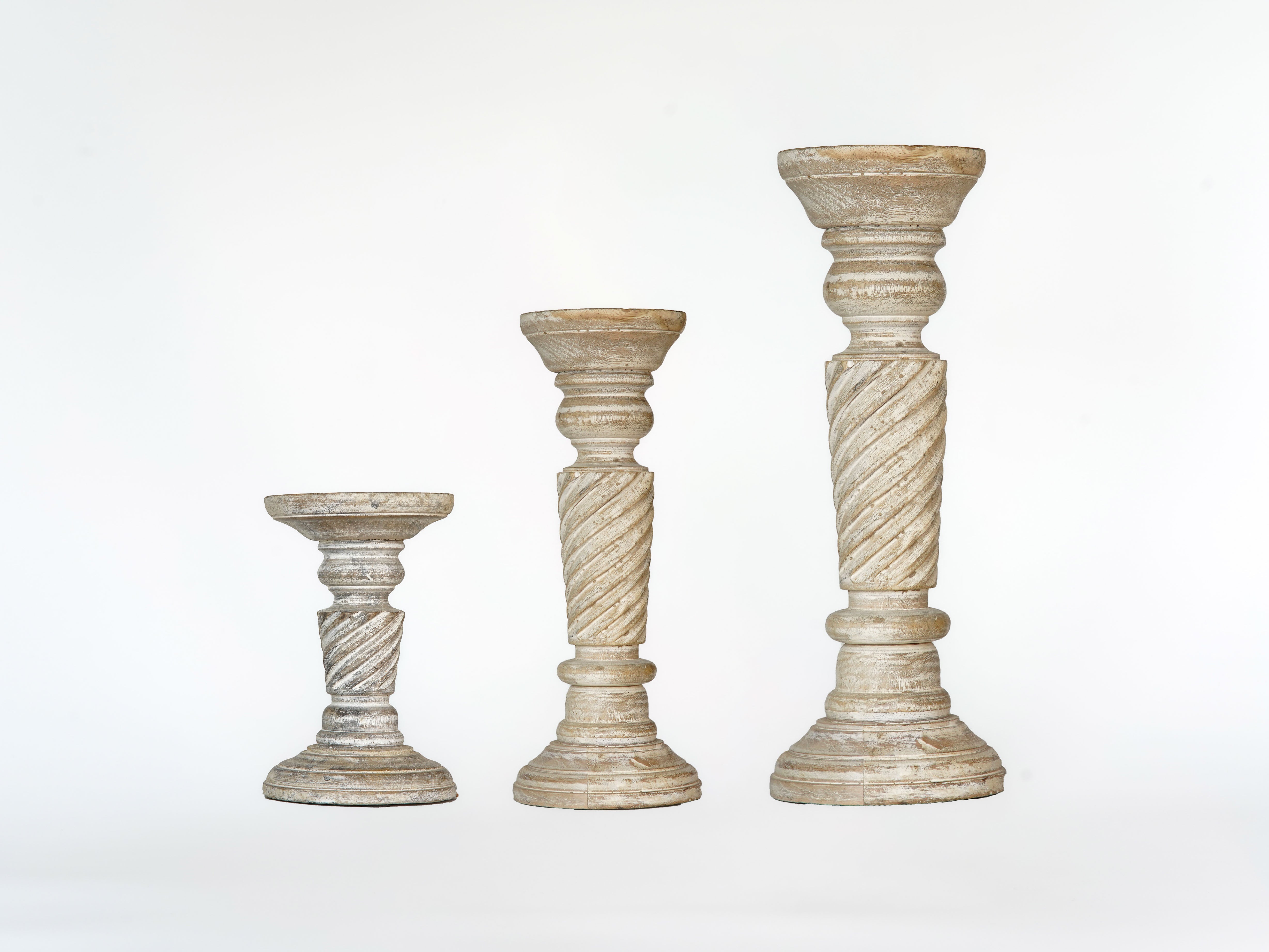 Helix Pillar Candle Holder - Antique White